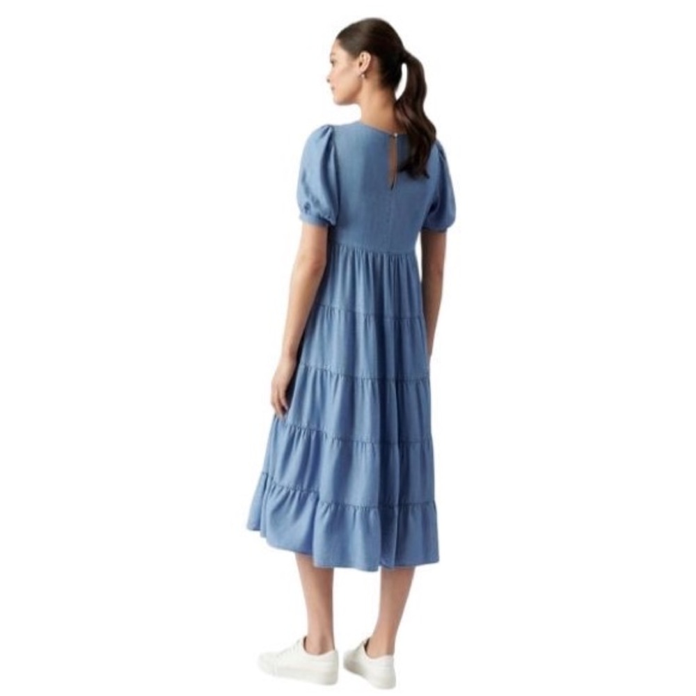 Ever New Pippa Denim Midi Dress 8 Sundress Cottage Costal Prairie Country Boho - Picture 3 of 10